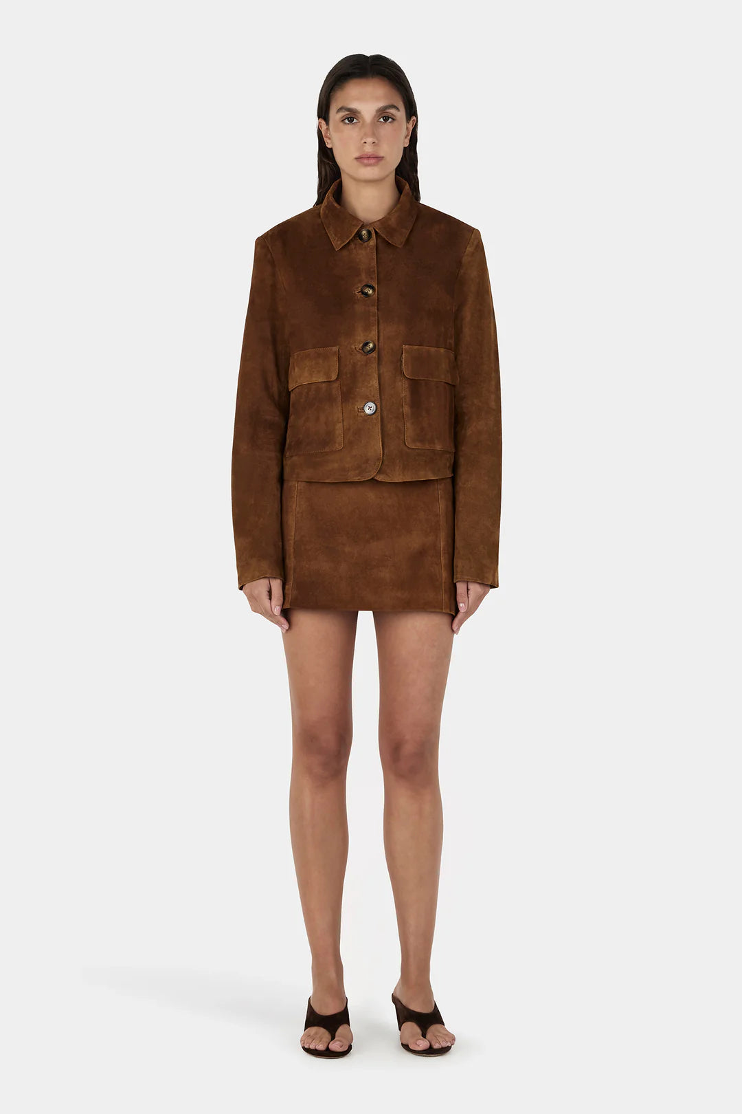 Tatum Mini Leather Skirt - Tan Suede