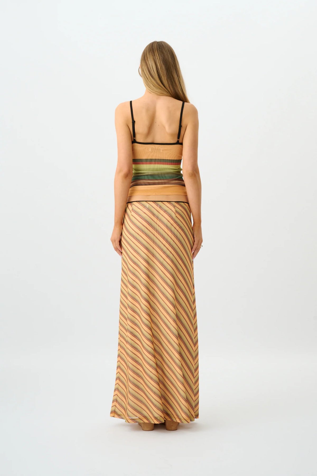 Maxi Skirt | Mesh Gold Stripe