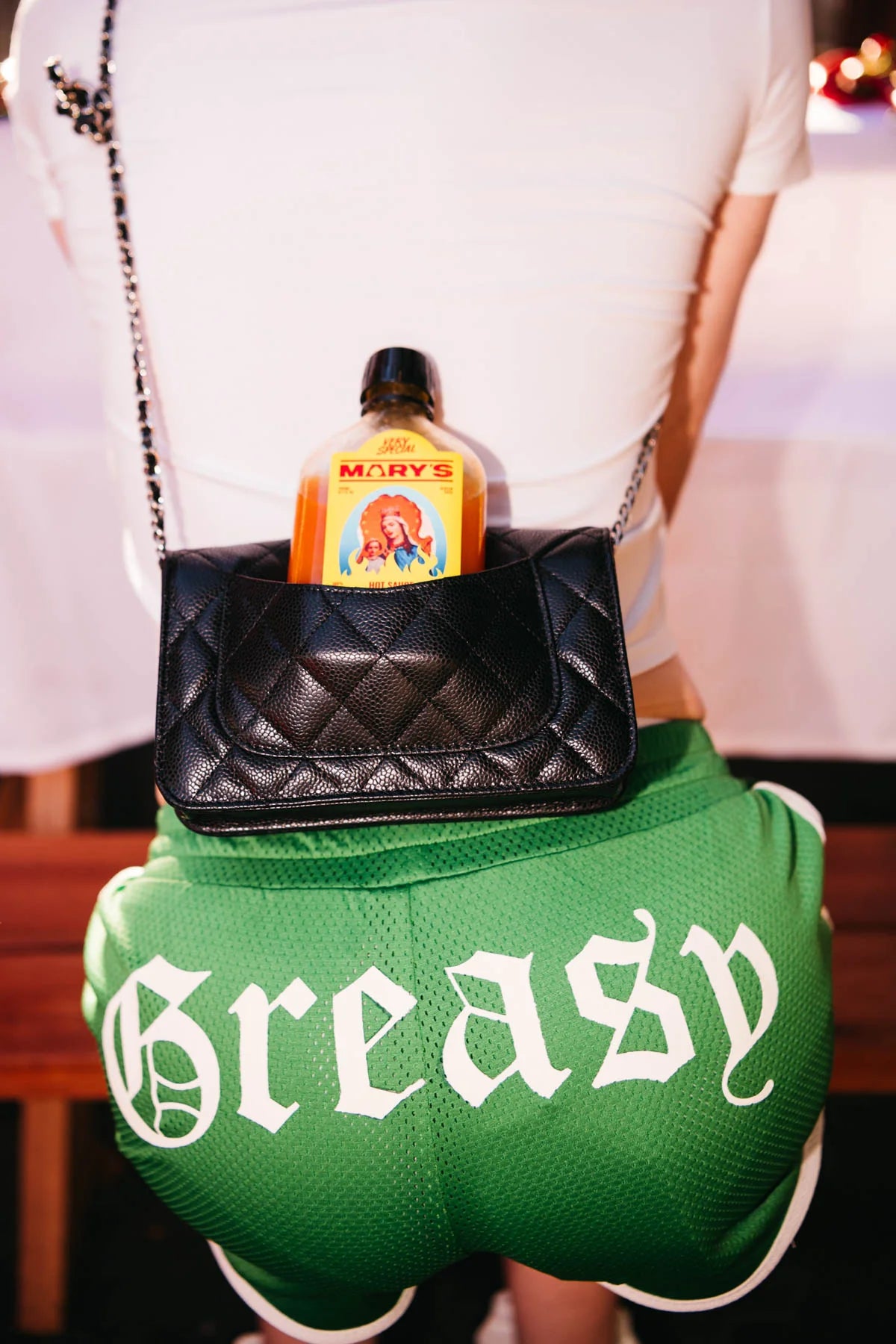 Green Greasy Mesh Scallop Short