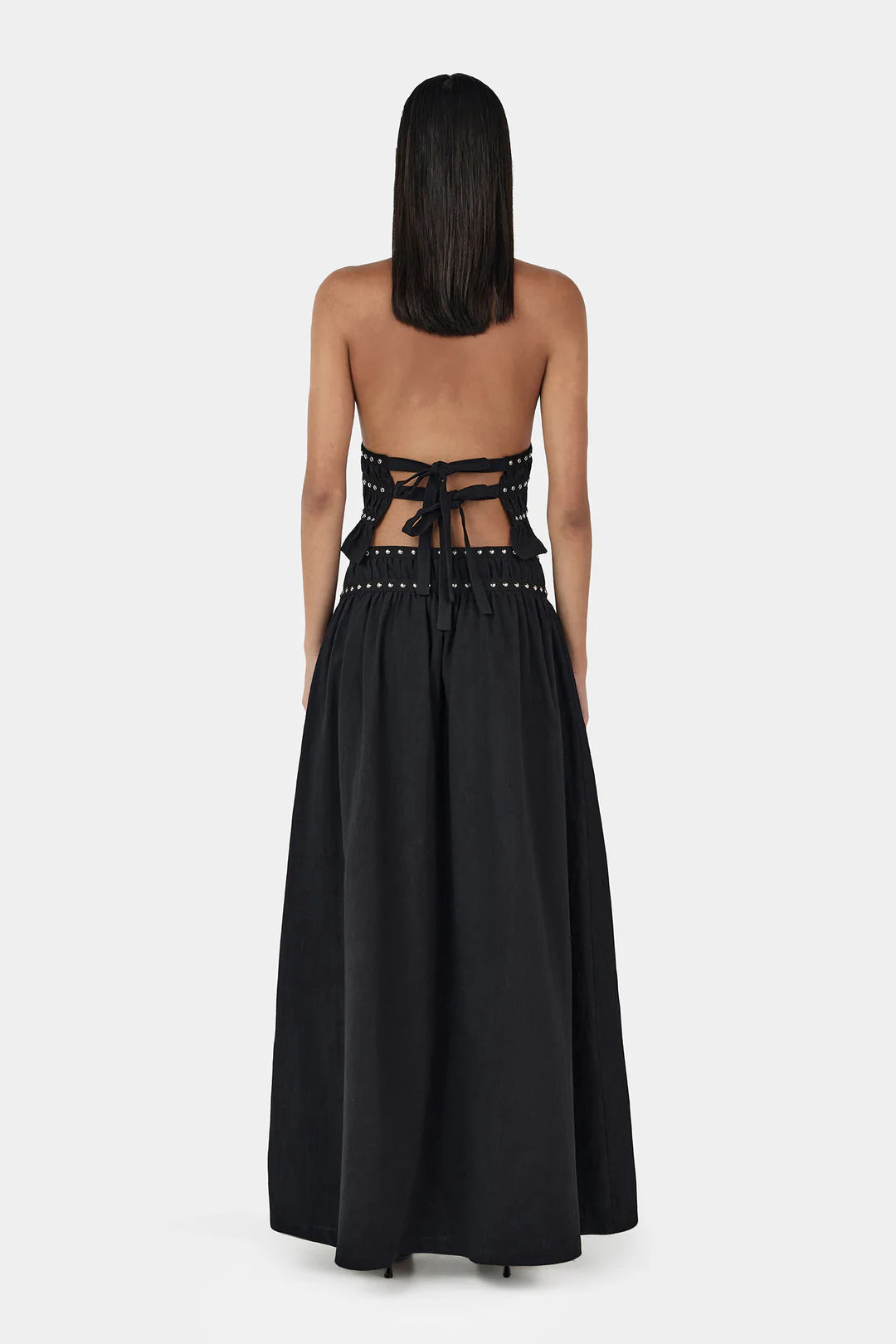 Tabby Studed Midi Skirt - Black