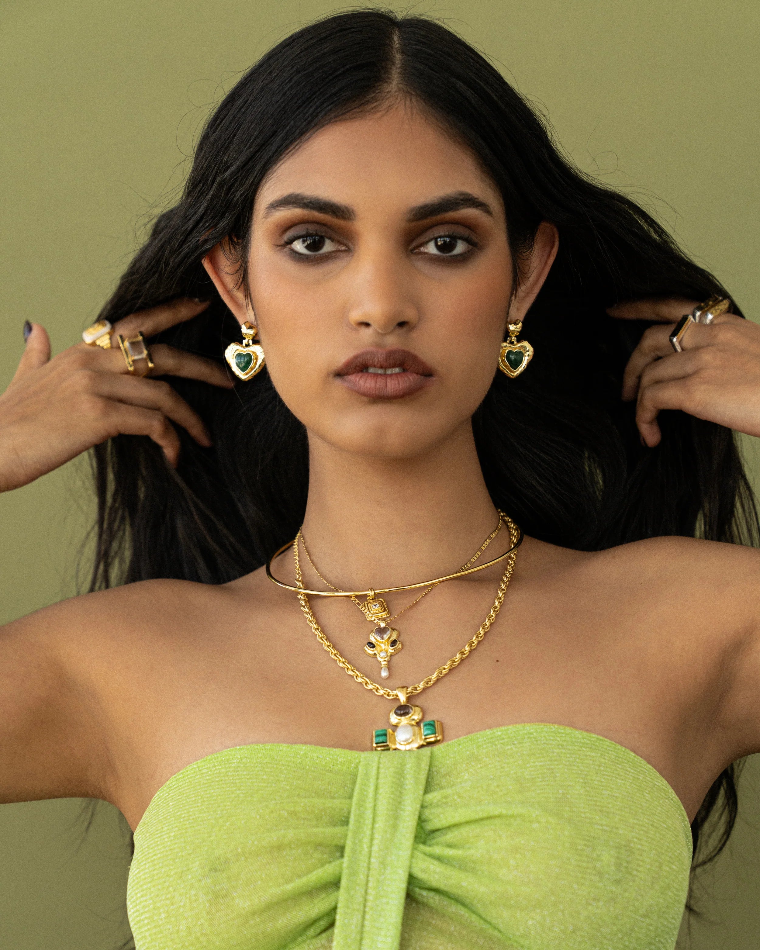 SURI EARRINGS - GREEN AVENTURINE