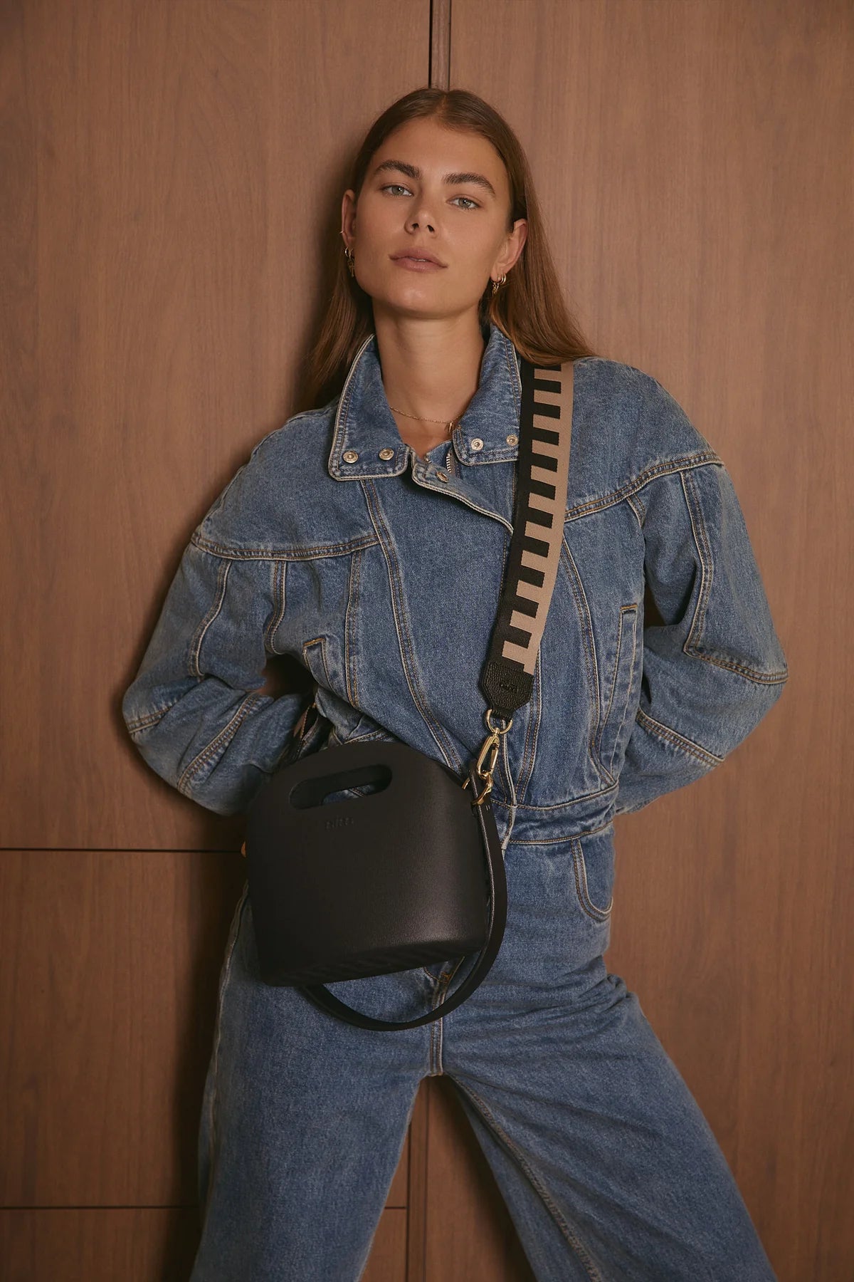 SHOULDER STRAP - BLACK/TAUPE BLOCK