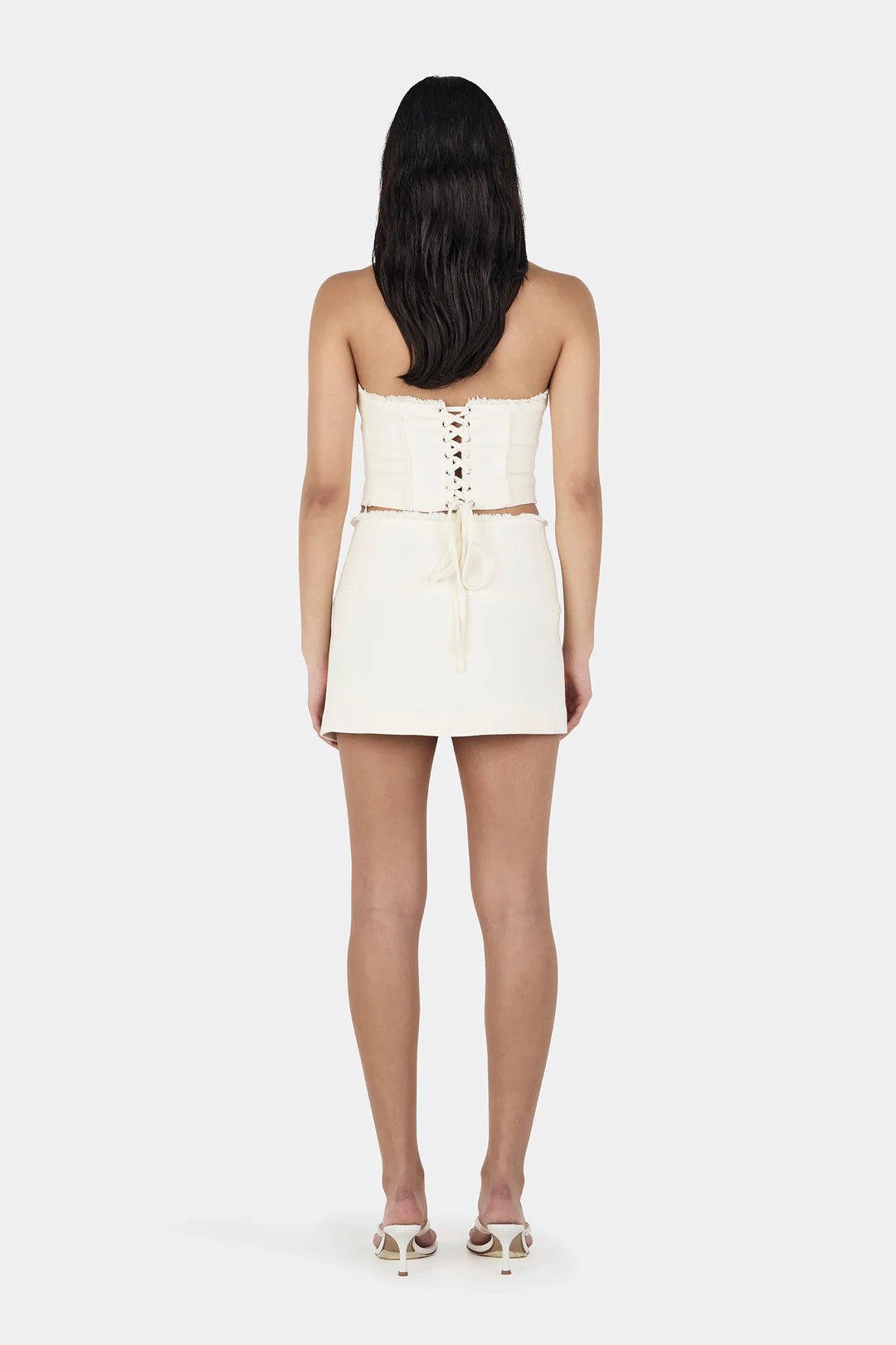 Tate Frayed Mini Skirt - Ecru Denim