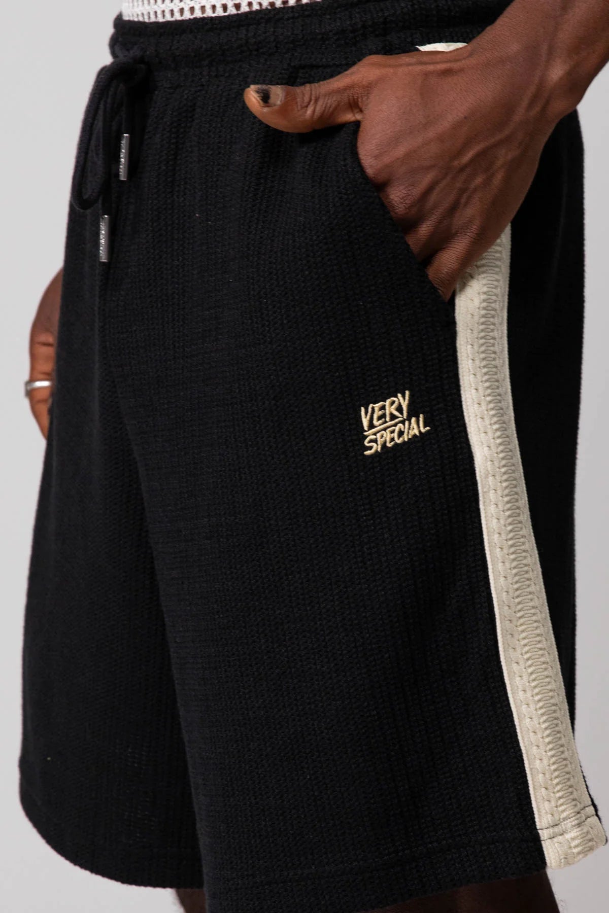 Black Knitted Relaxed Shorts