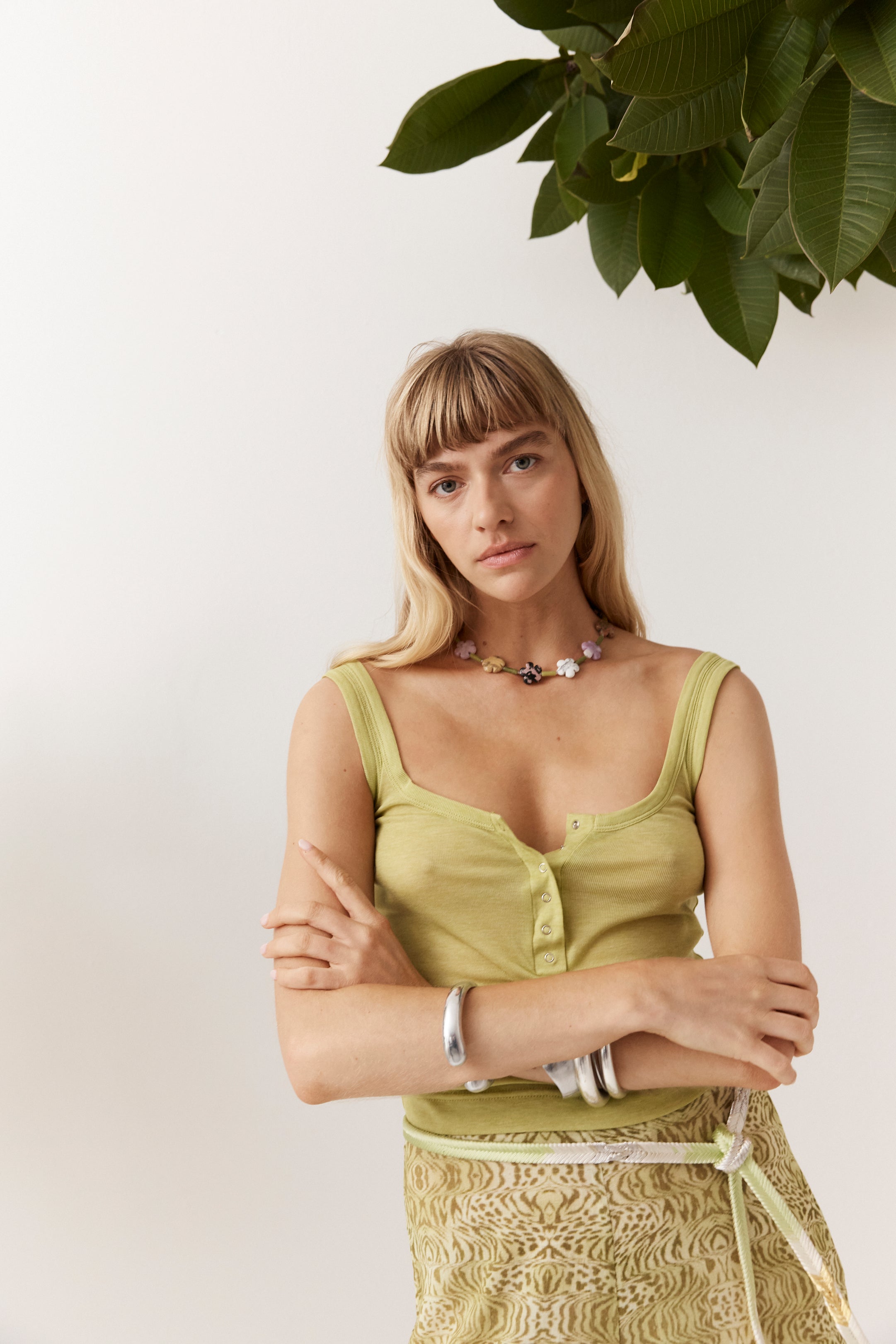 Ophelia Slinky Singlet - Pistachio