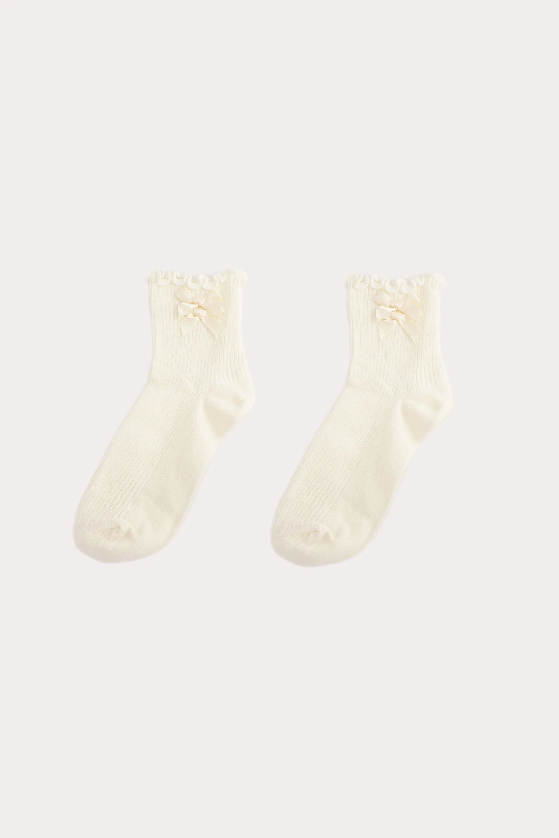 Duo Bow Socks - WHITE