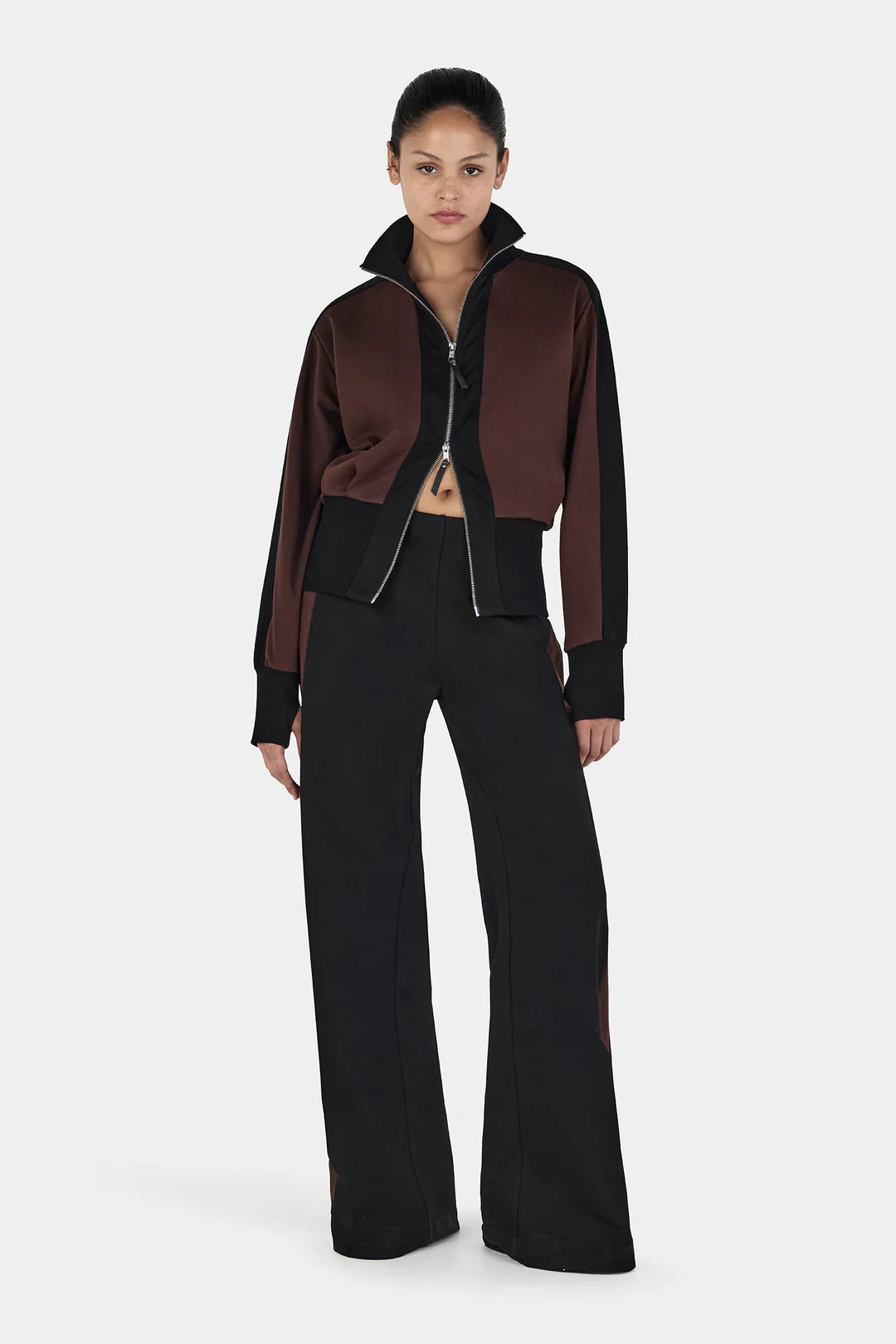 Rosie Zip Up Jumper Black Choc 2-Tone
