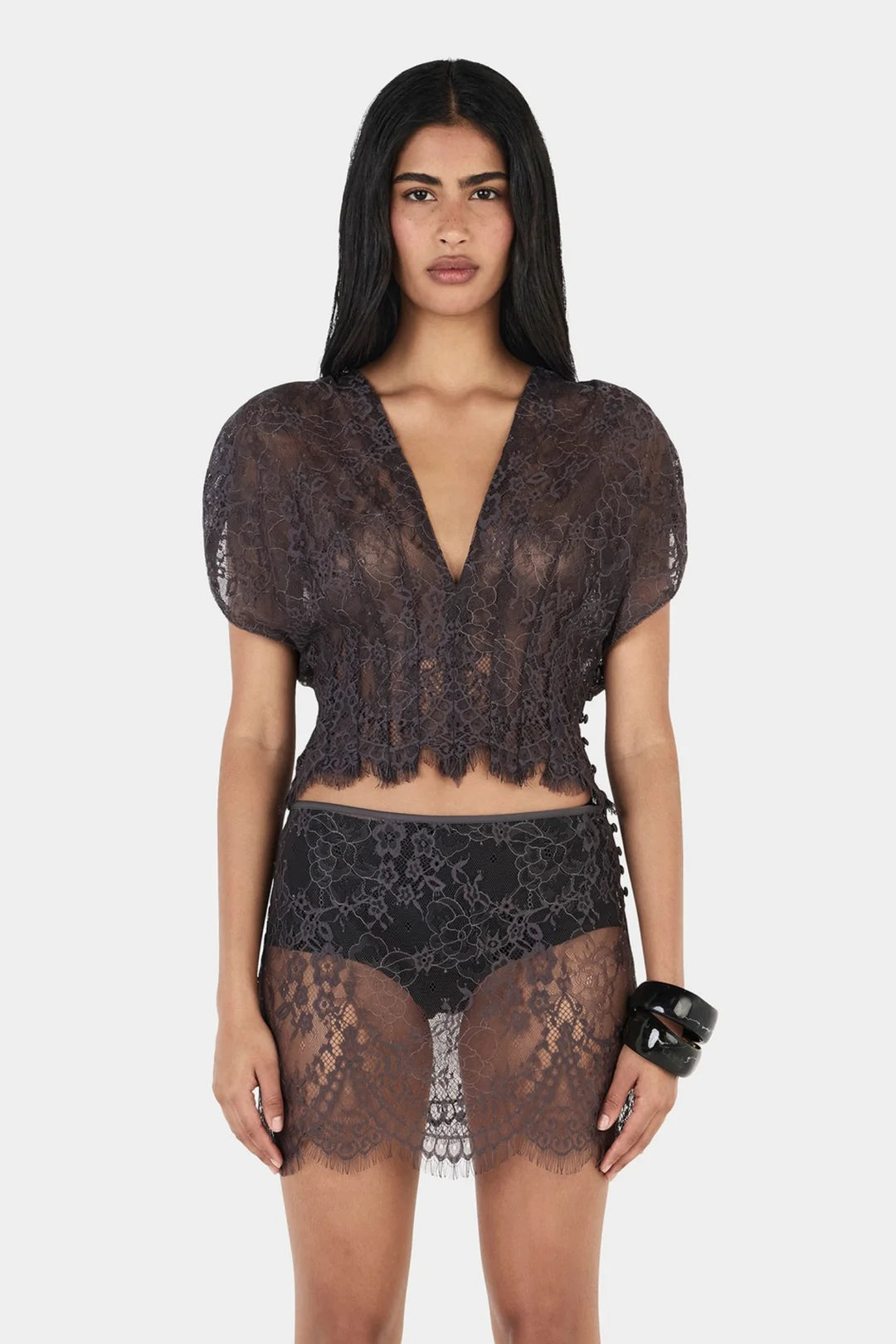 Ruby Lace Top Charcoal