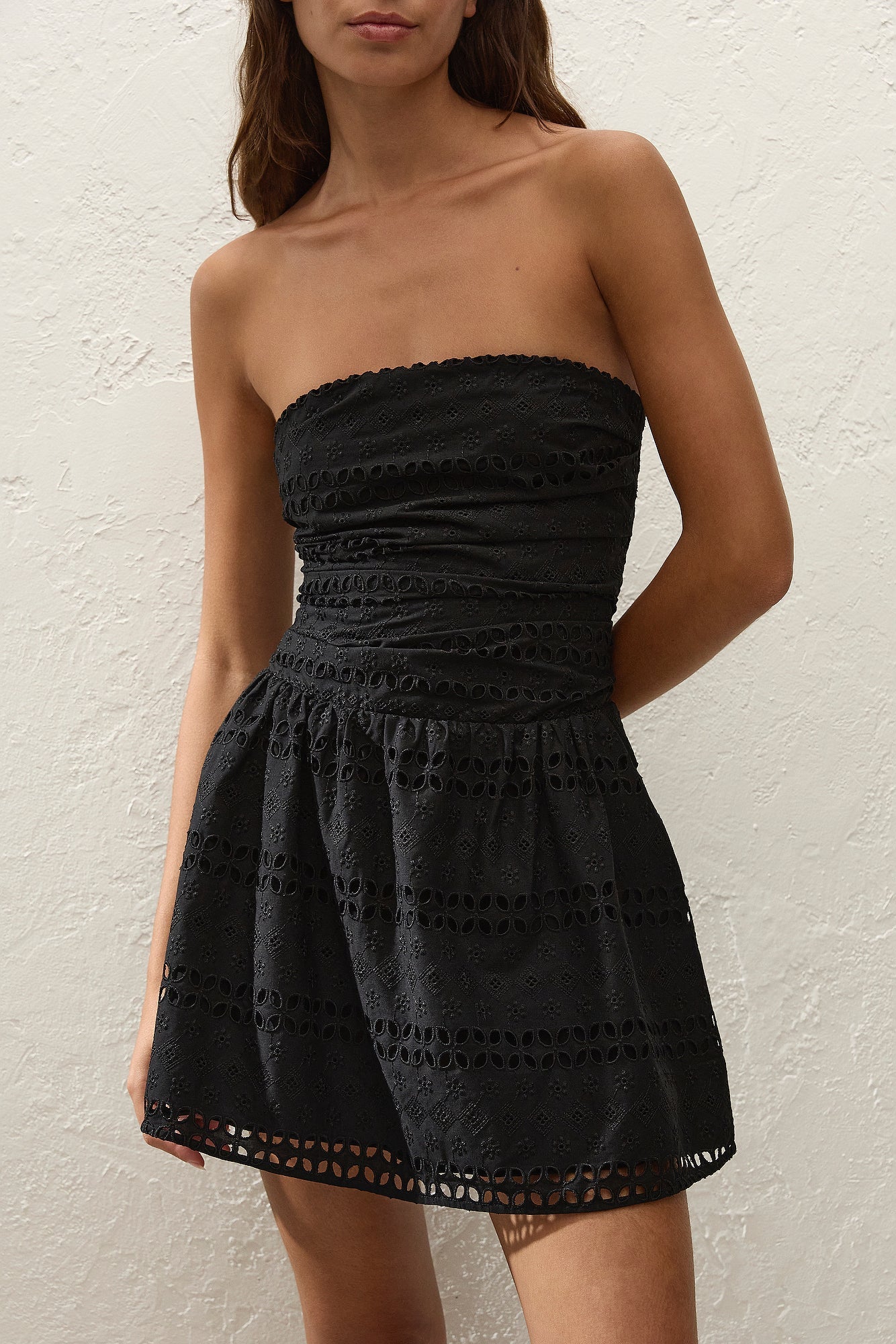 Roja Mini Dress Rosa Broderie Black