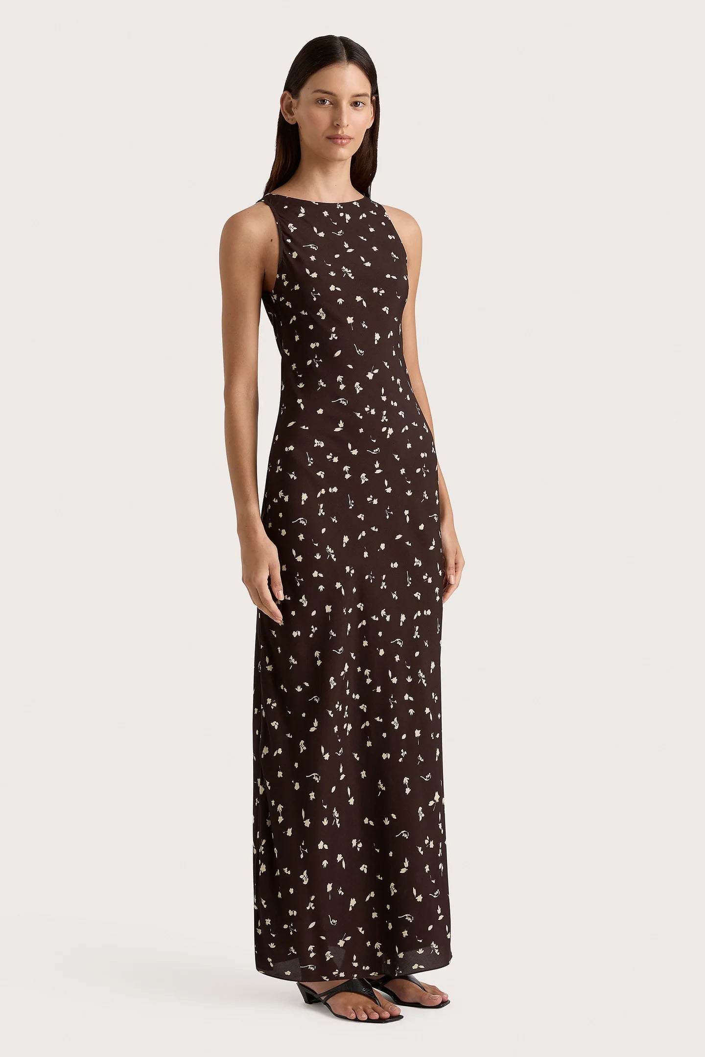 SILYA MIDI DRESS - CLOVER BROWN