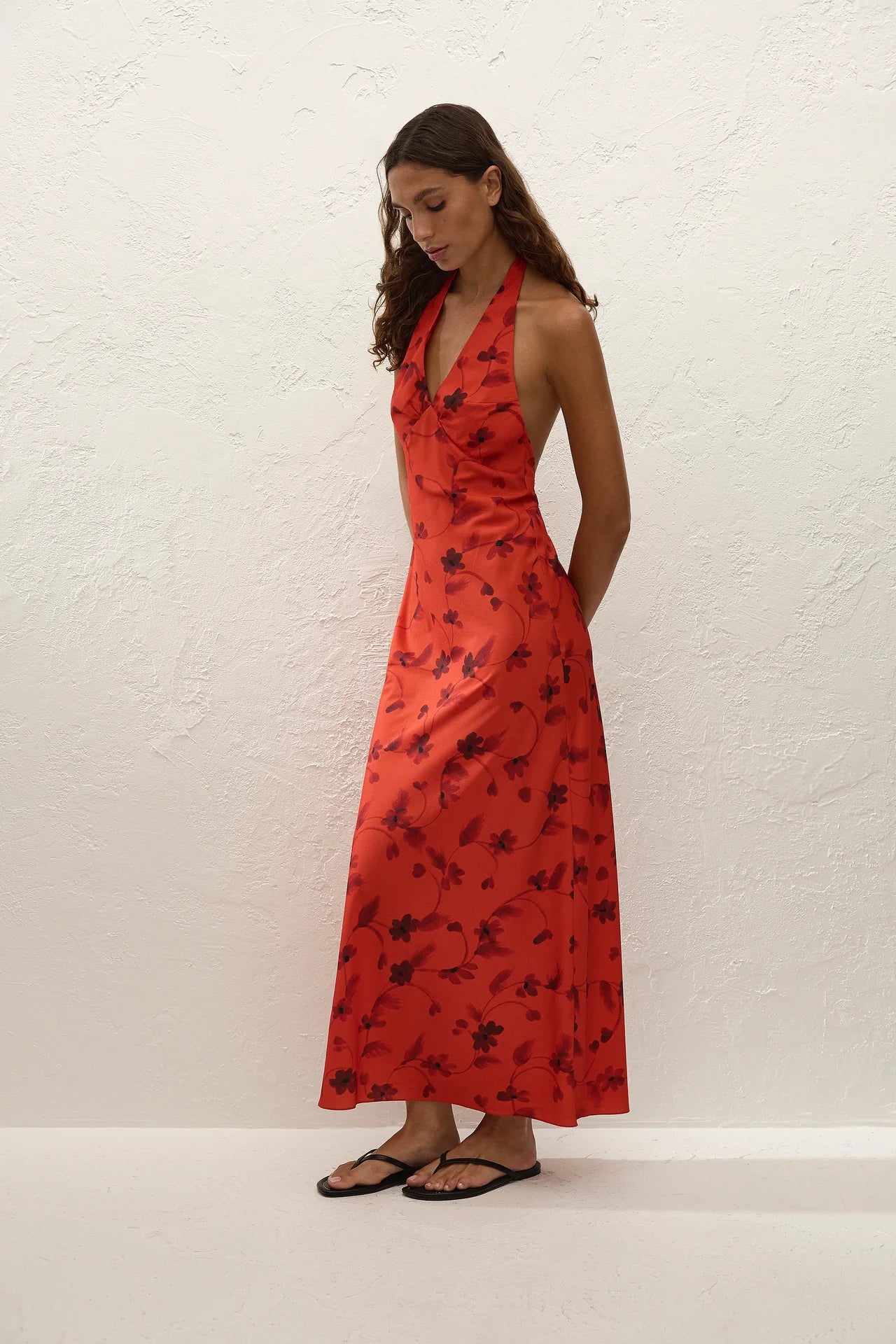 Rosa Maxi Dress Pirazzo Floral Rosso