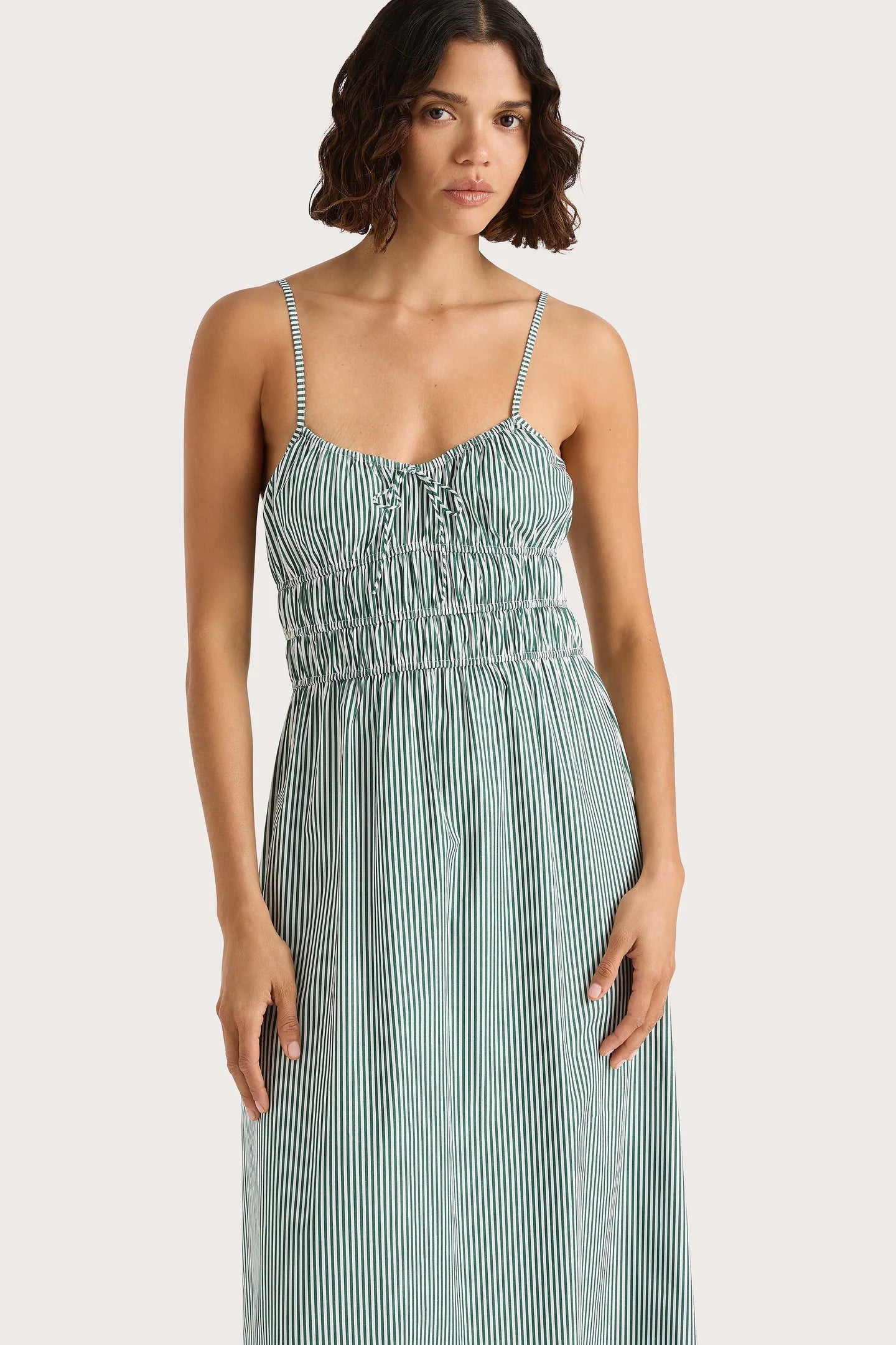 Marianne Midi Dress Green Stripe