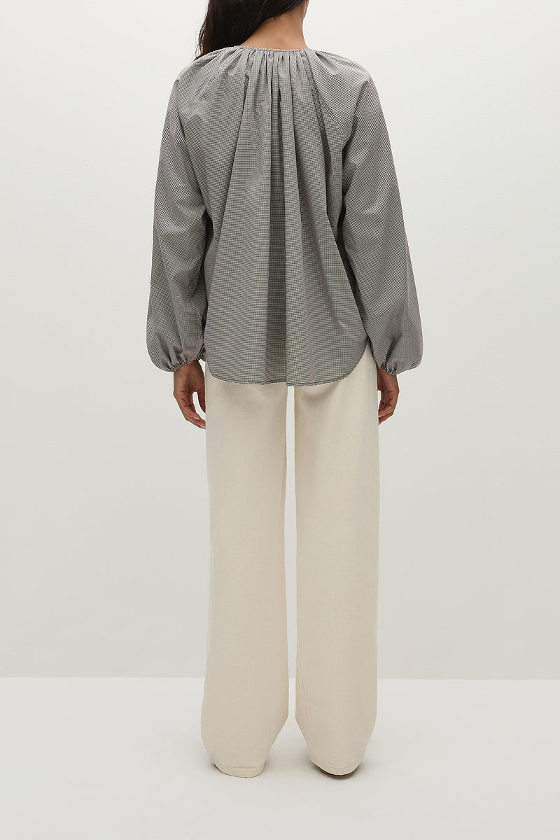 AMARA BLOUSE - HANNE GINGHAM ESPRESSO