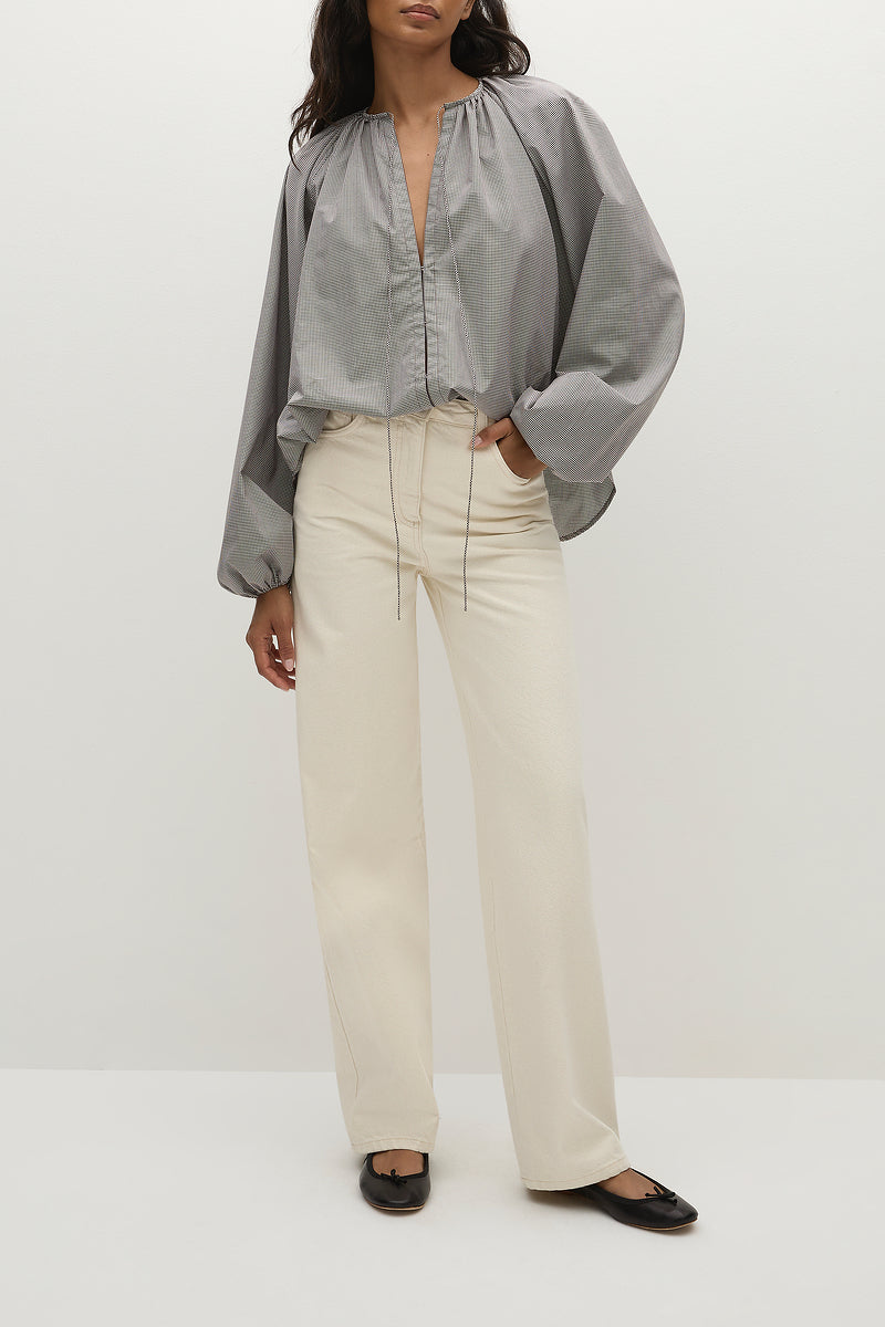 AMARA BLOUSE - HANNE GINGHAM ESPRESSO