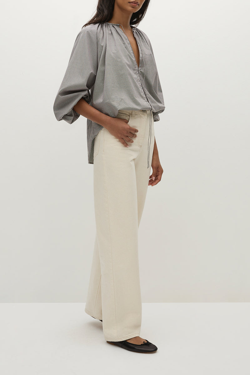 AMARA BLOUSE - HANNE GINGHAM ESPRESSO