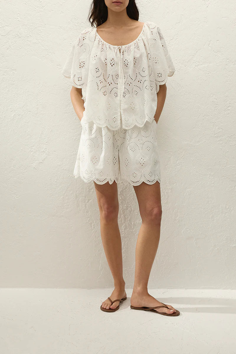 Fondaco Top - Bianca Broderie White Sale price