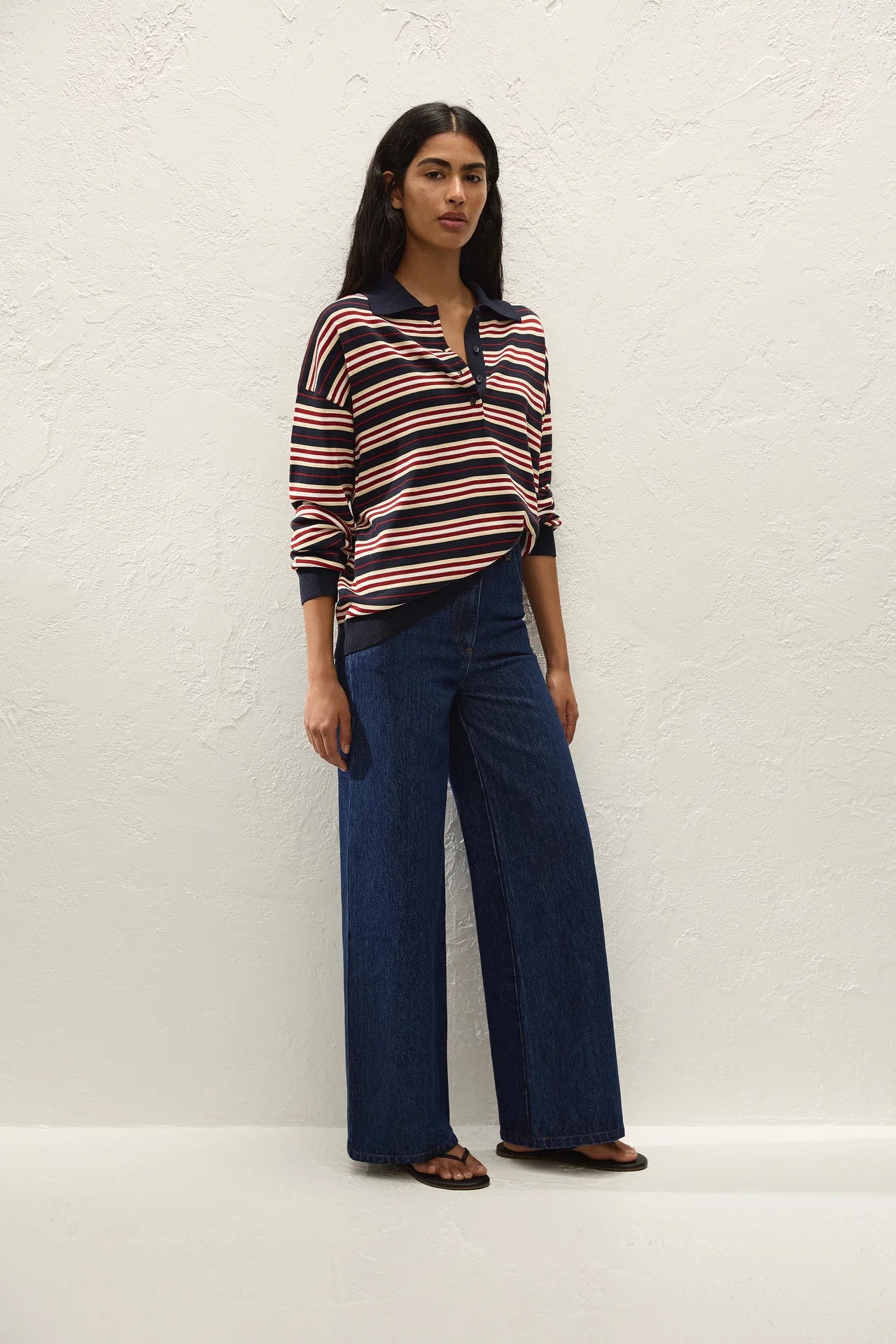Harlow Oversized Polo Cila Stripe Navy