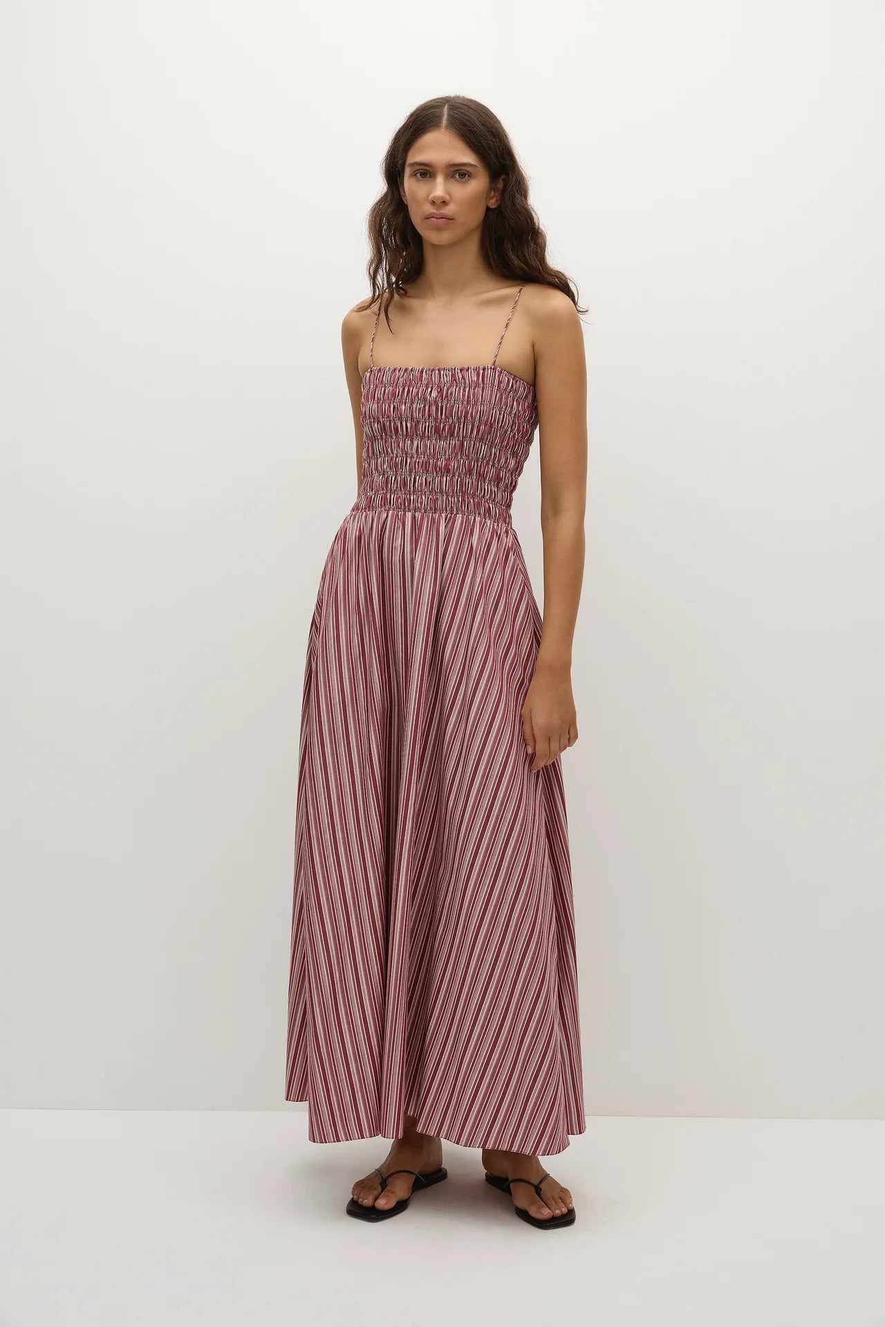 Anniken Maxi Dress - Burgundy Stripe