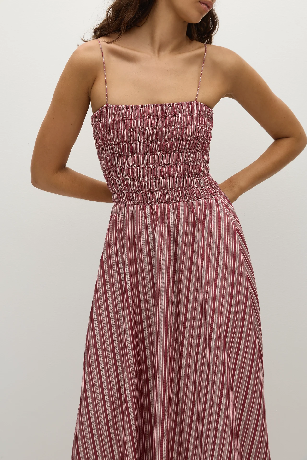 Anniken Maxi Dress - Burgundy Stripe
