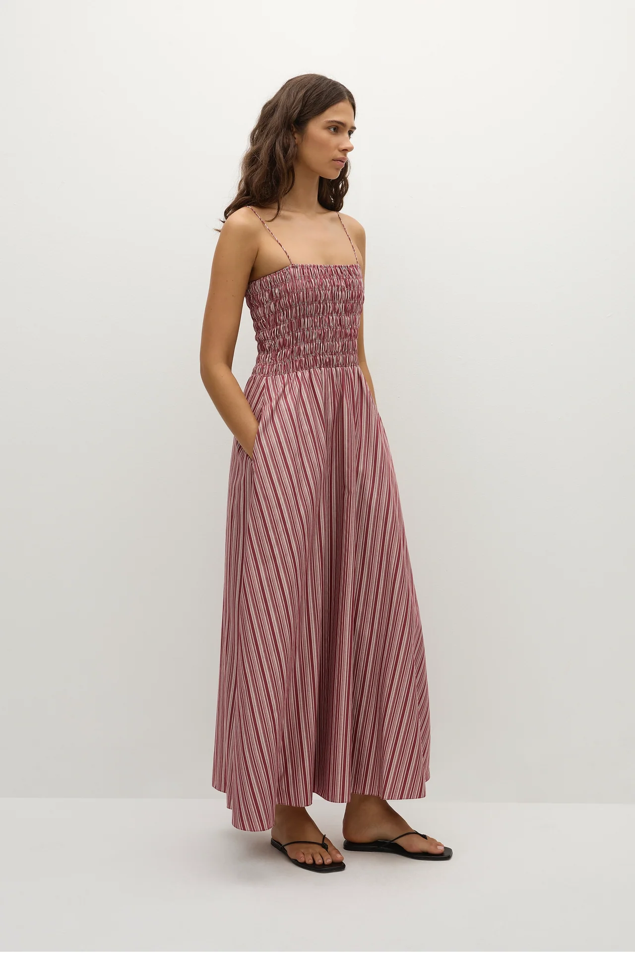 Anniken Maxi Dress - Burgundy Stripe