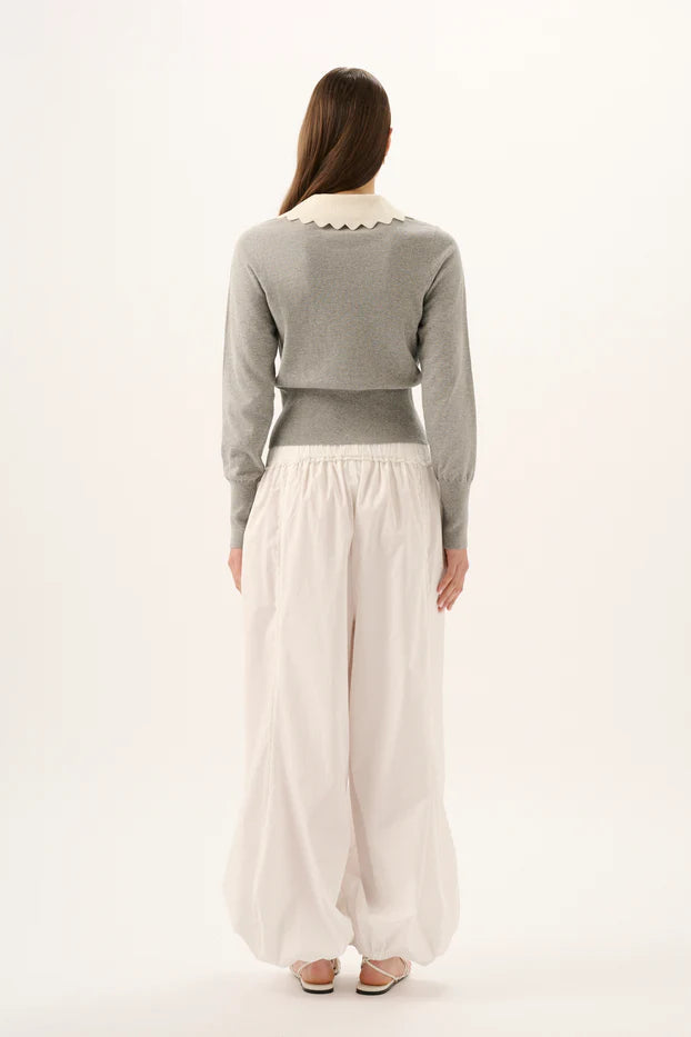 GRACIE KNIT TOP - Grey Marle