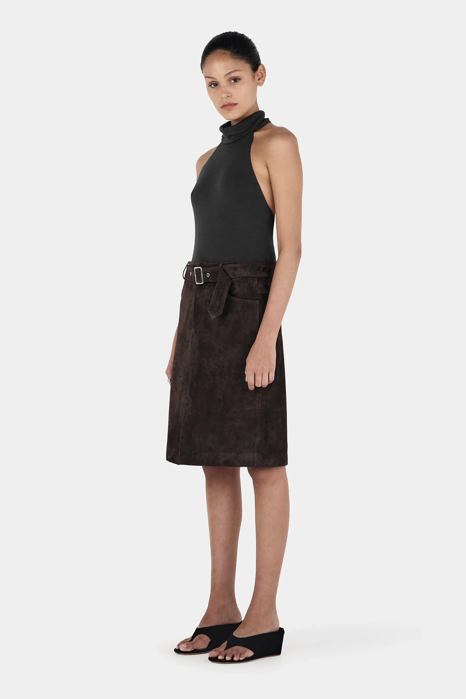 Sabina Wool Halter Top - Charcoal