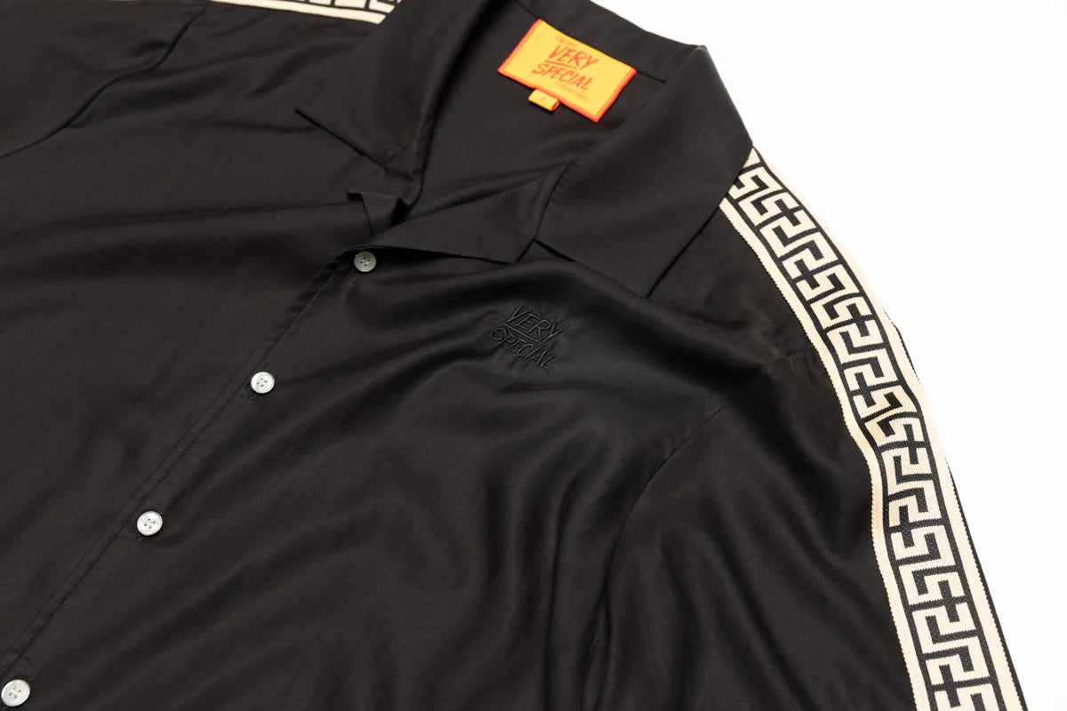 Geo Resort Shirt - Black Lyocell