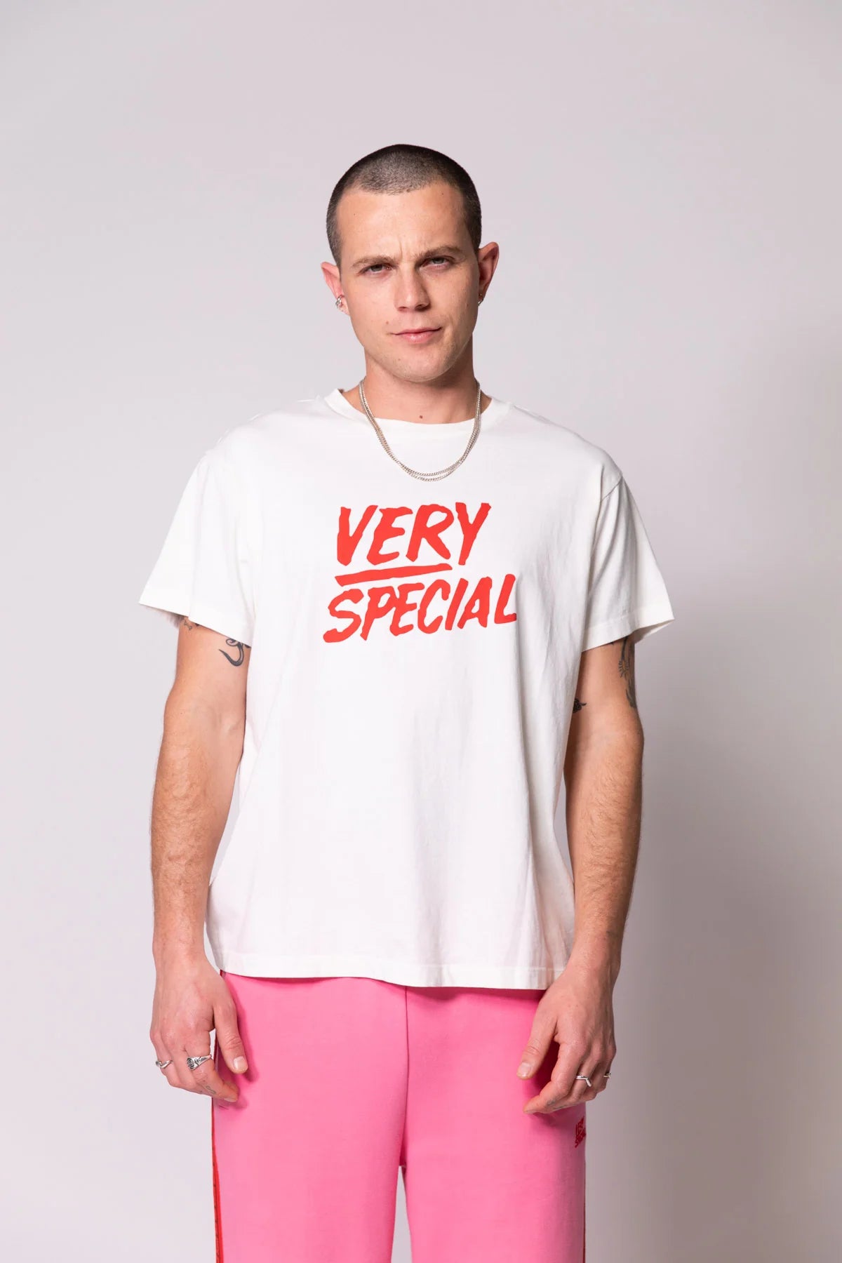 Vintage White Stacked Logo Tee