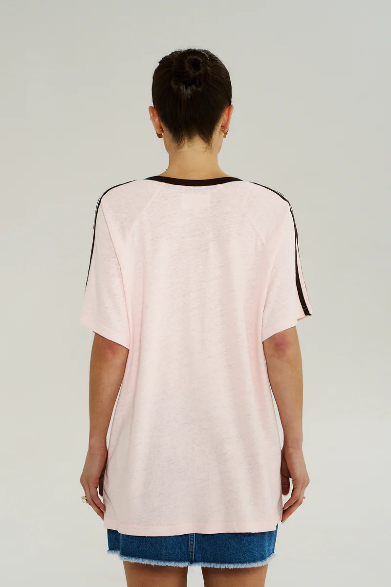 V NECK JERSEY TEE - DUSTY ROSE