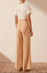 IRENA HIGH WAISTED TAILORED PANT - PEANUT BUTTER