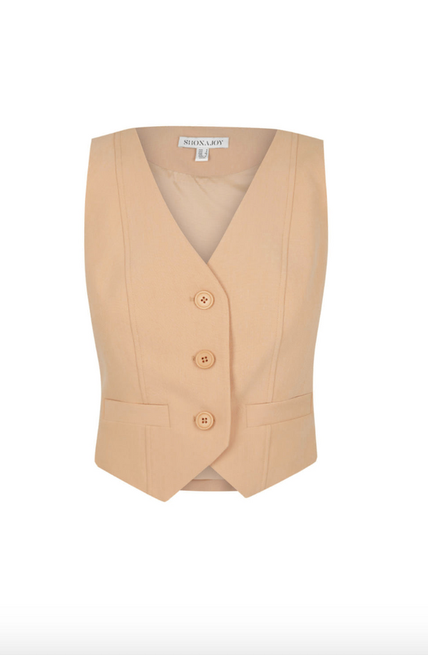 IRENA TAILORED FITTED VEST - PEANUT BUTTER