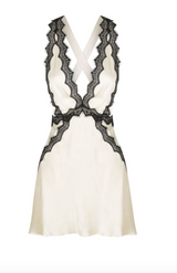 CAMILLE LACE CROSS BACK MINI DRESS - CREAM/BLACK