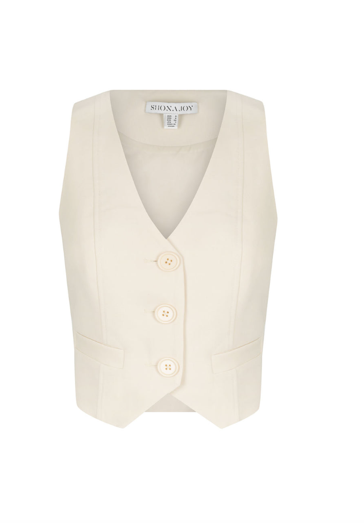 IRENA TAILORED FITTED VEST - RICE