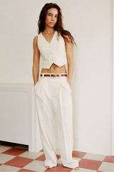 IRENA TAILORED FITTED VEST - RICE