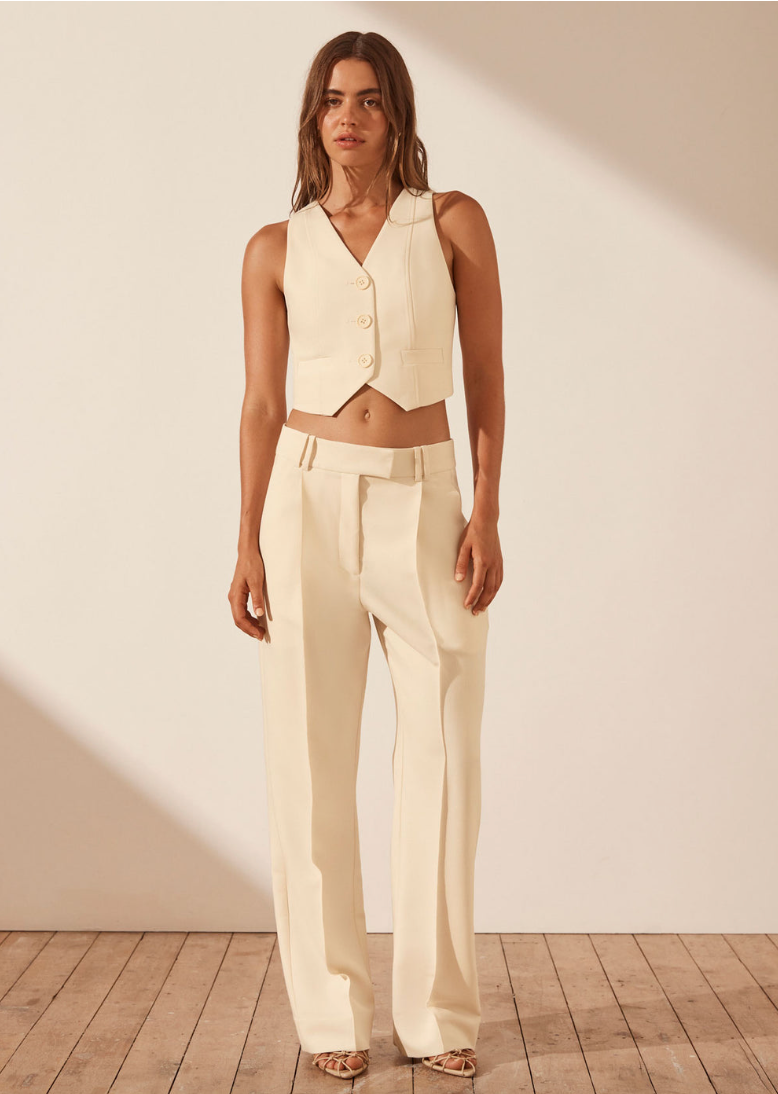 IRENA TAILORED FITTED VEST - RICE