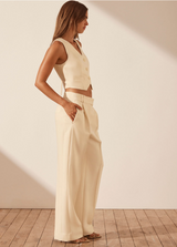IRENA TAILORED FITTED VEST - RICE