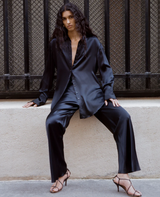 MEZZANOTTE SILK TUXEDO SHIRT - BLACK