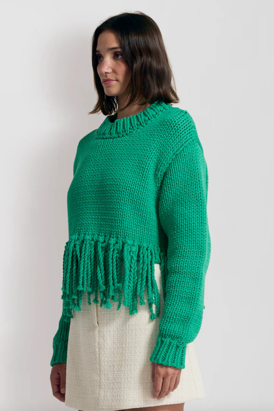 VERDE FRINGE KNIT - EMERALD