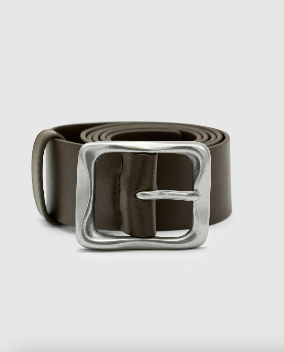 Everyday Buckle Belt - Silver/ Chocolate