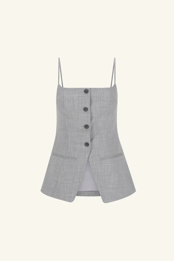 asher tailored top - smoke grey