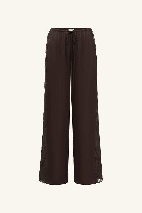 Simona lace side panel pant - espresso