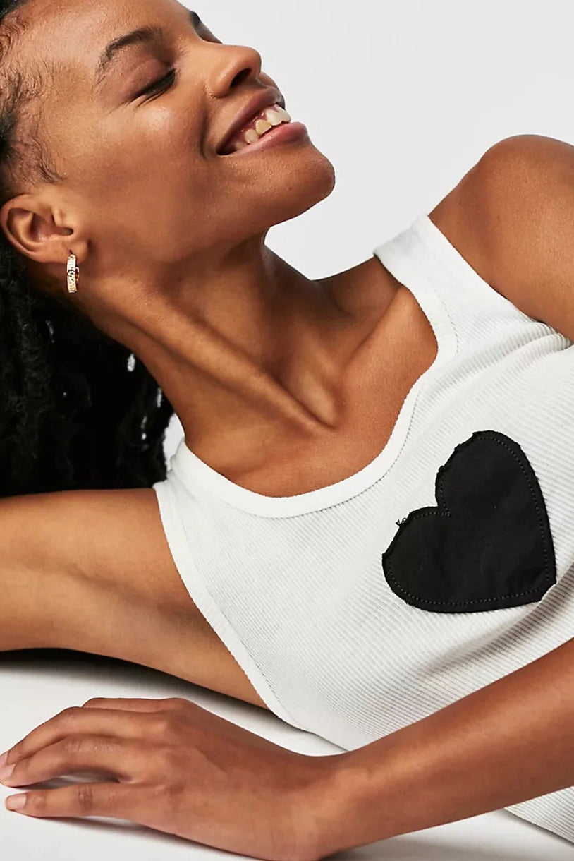 Infinite Love Rib Tank - White