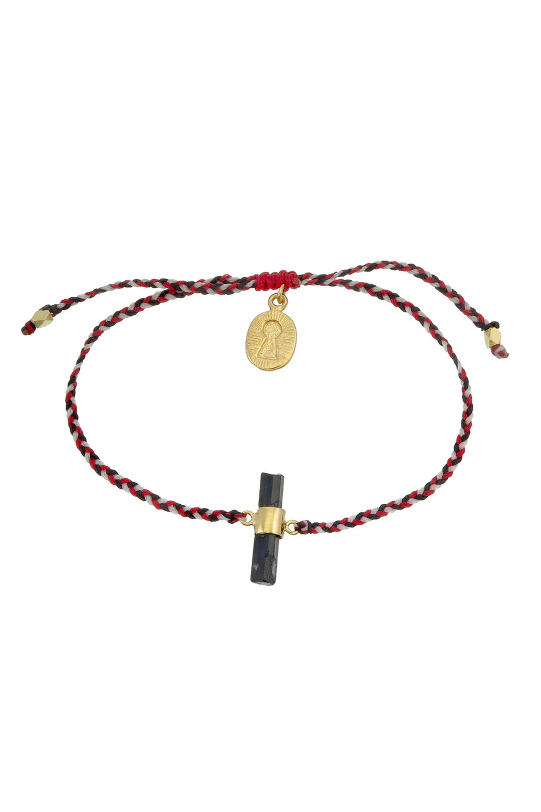 BLACK TOURMALINE CRYSTAL BRACELET - RED - GOLD