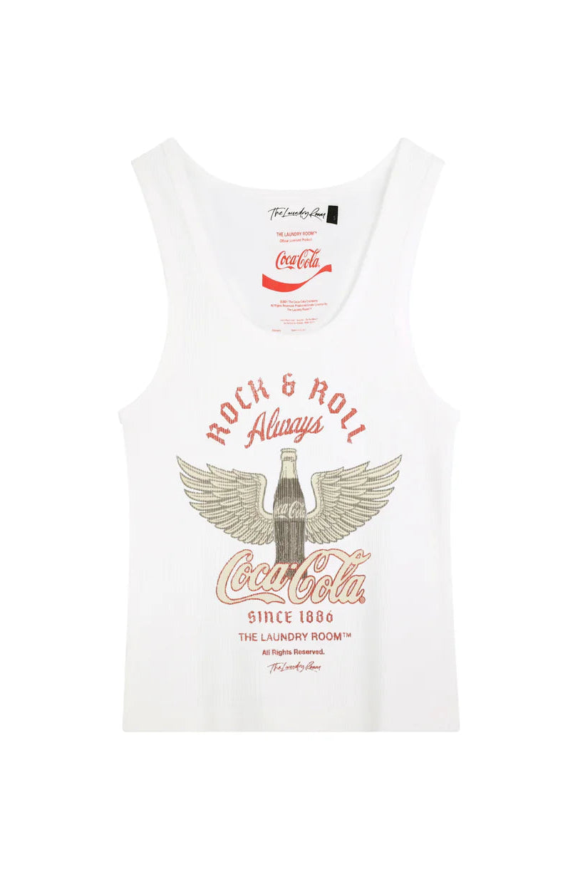Coca Cola Rock & Roll - Rib Tank - White