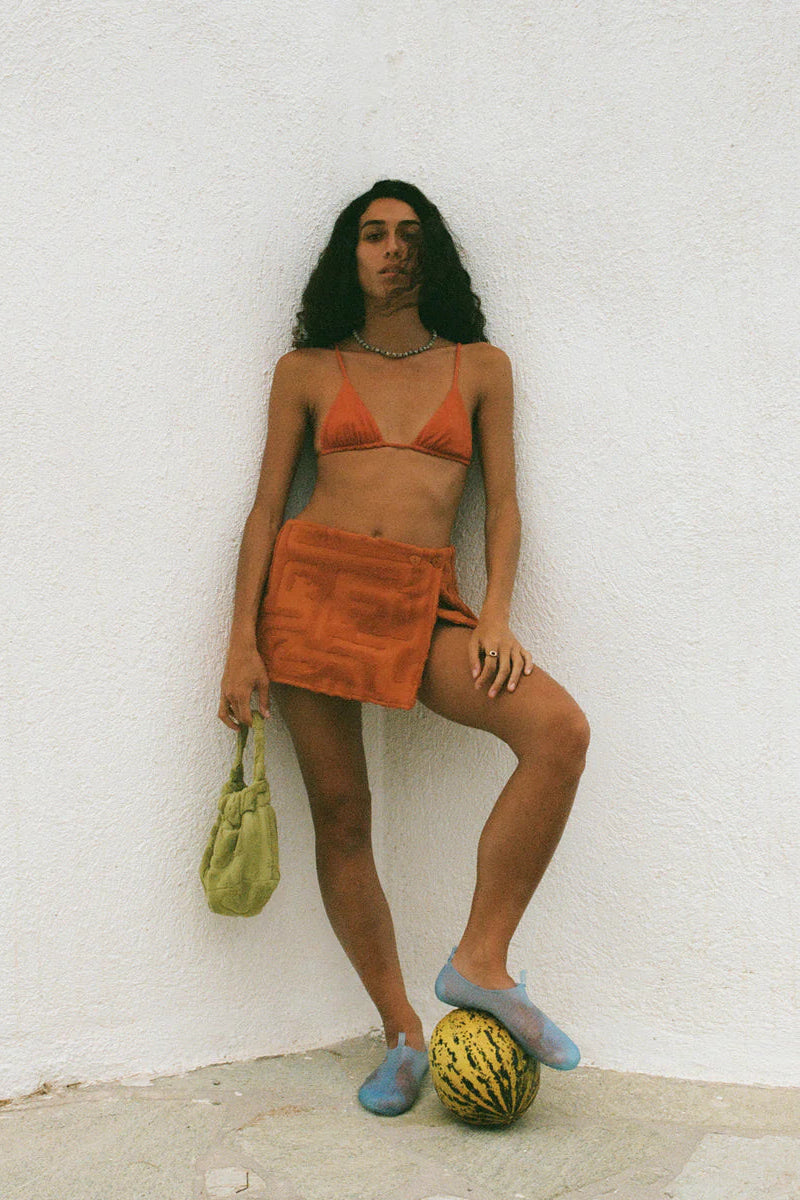 Towelling Wrap Skirt - Kin Clay