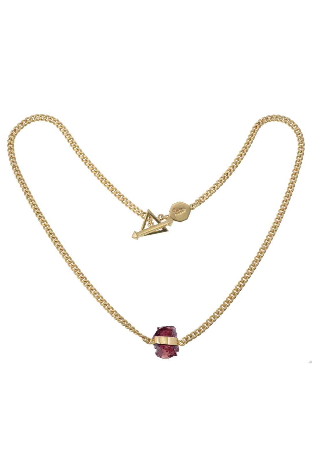 ROUGH GEM NECKLACE - GARNET - GOLD