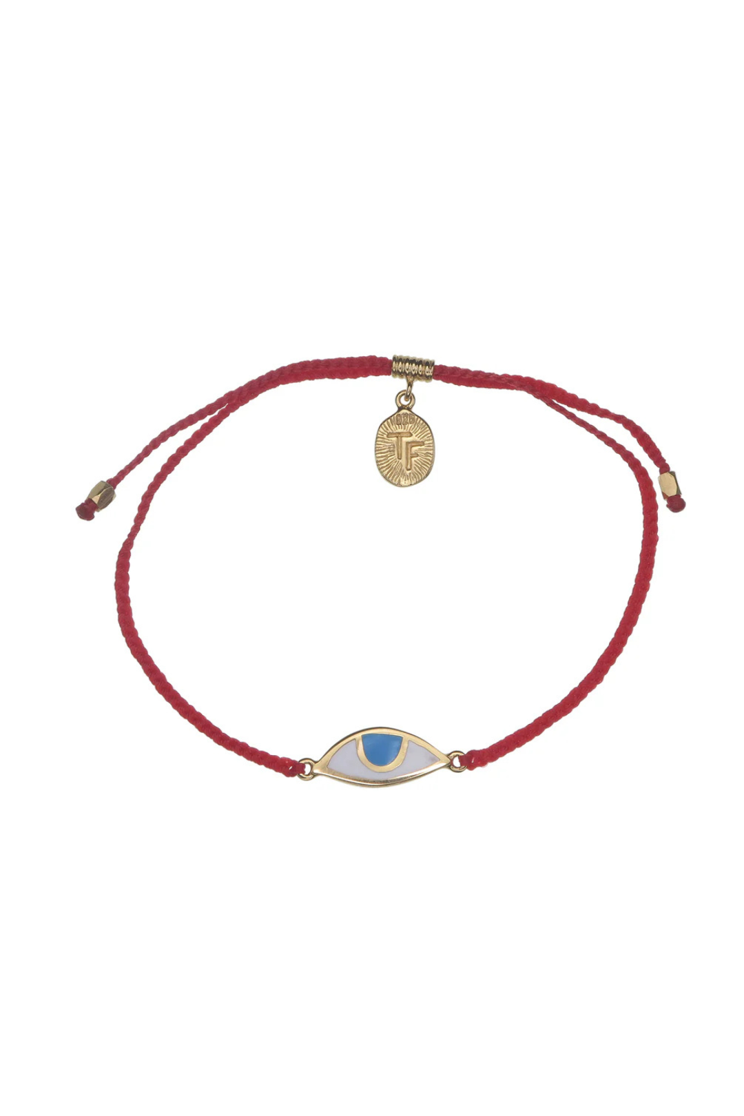 EYE PROTECTION BRACELET - RED WITH SKY BLUE EYE - GOLD