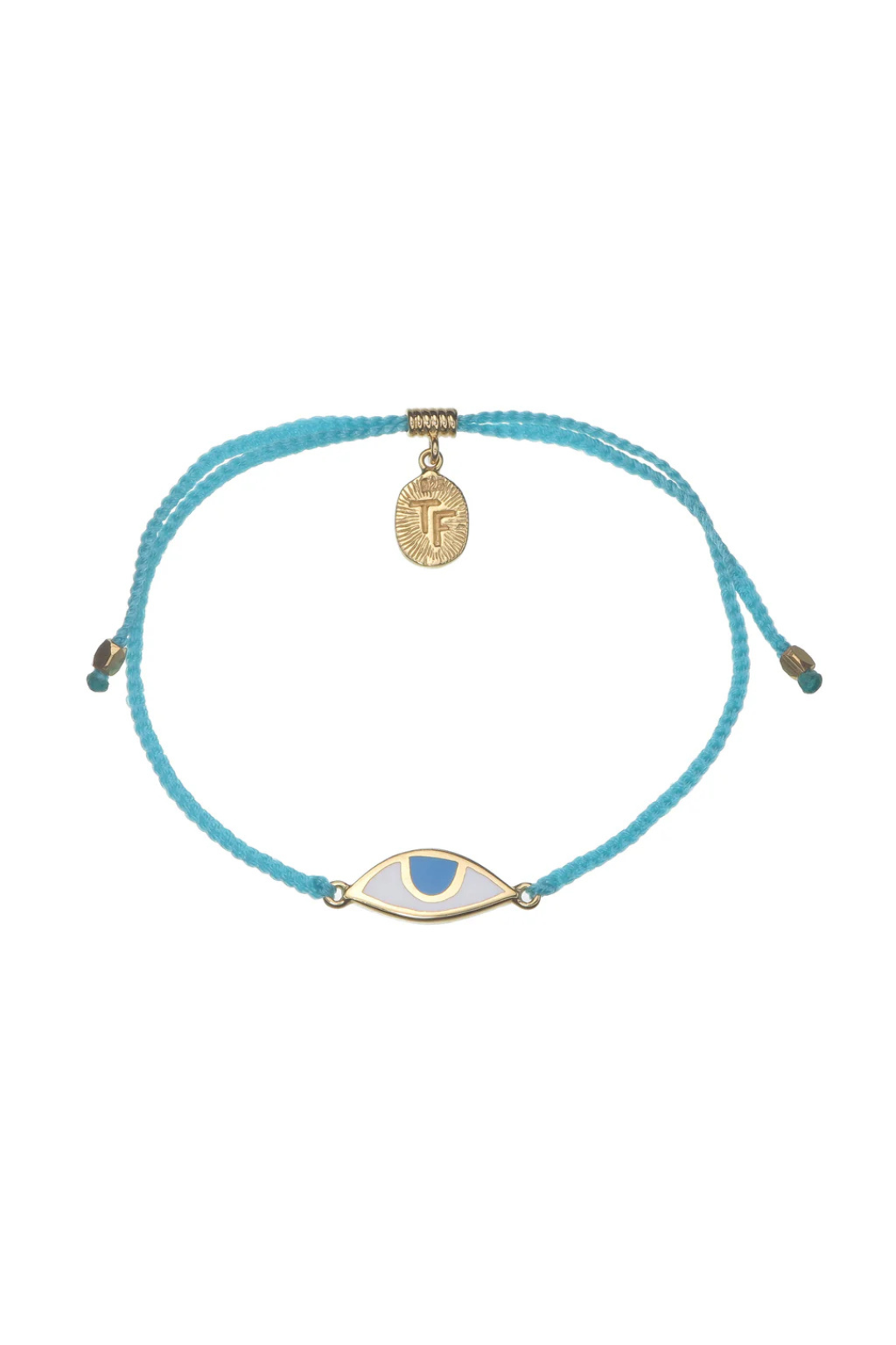 EYE PROTECTION BRACELET - TURQUOISE WITH SKY BLUE EYE - GOLD