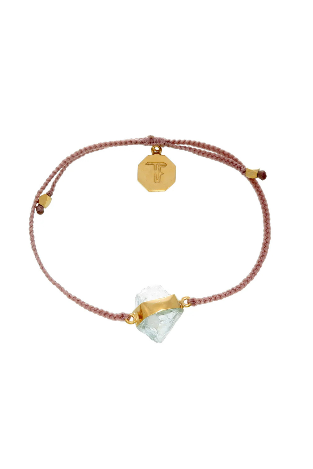 KIDS CRYSTAL BRACELET - DUSTY PINK WITH AQUAMARINE GOLD