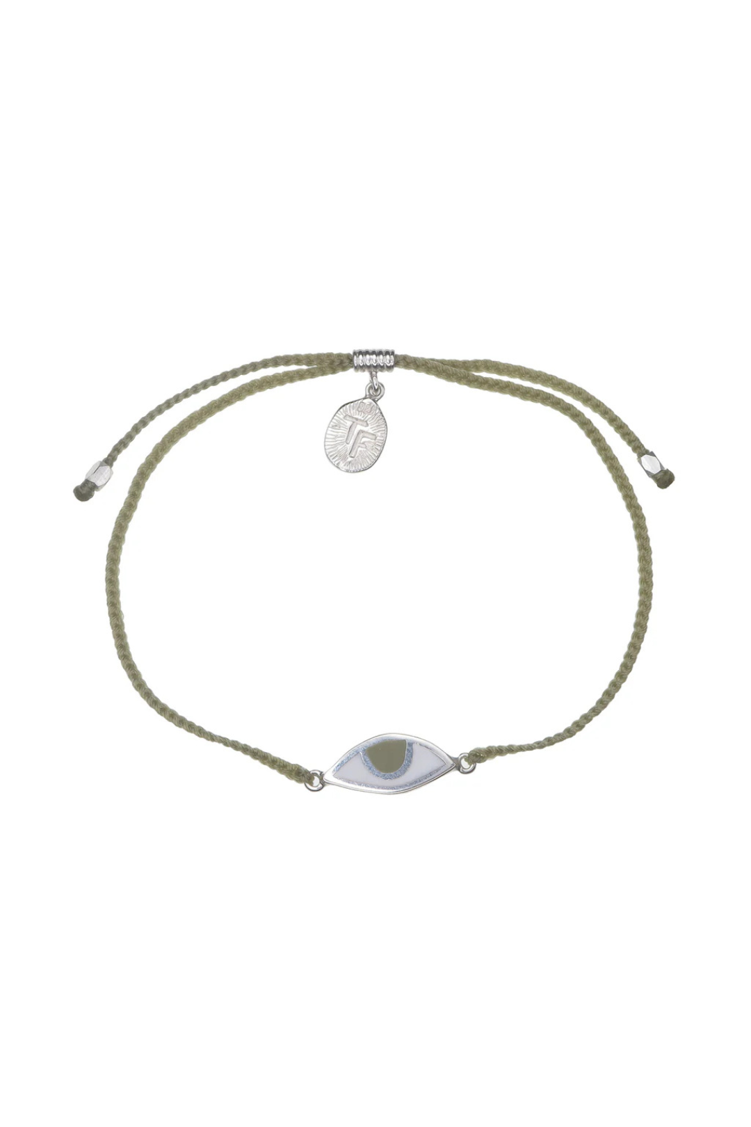 EYE PROTECTION BRACELET - SAGE GREEN WITH HAZEL EYE - SILVER